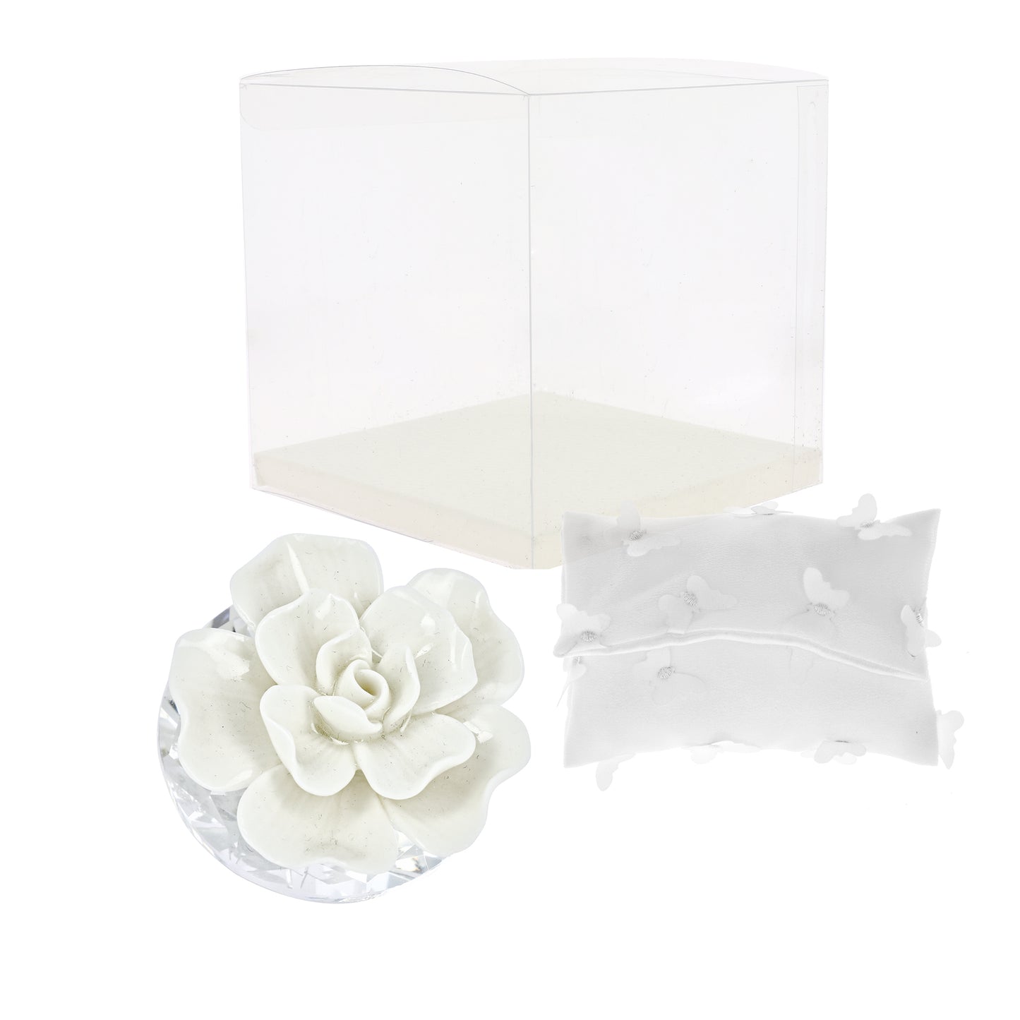 Bomboniera diamante con magnolia bianca 