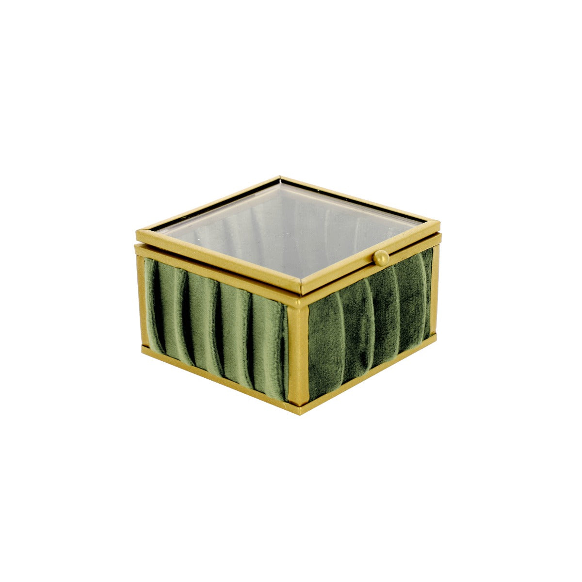 Bomboniera scatola porta confetti in velluto verde con profili oro