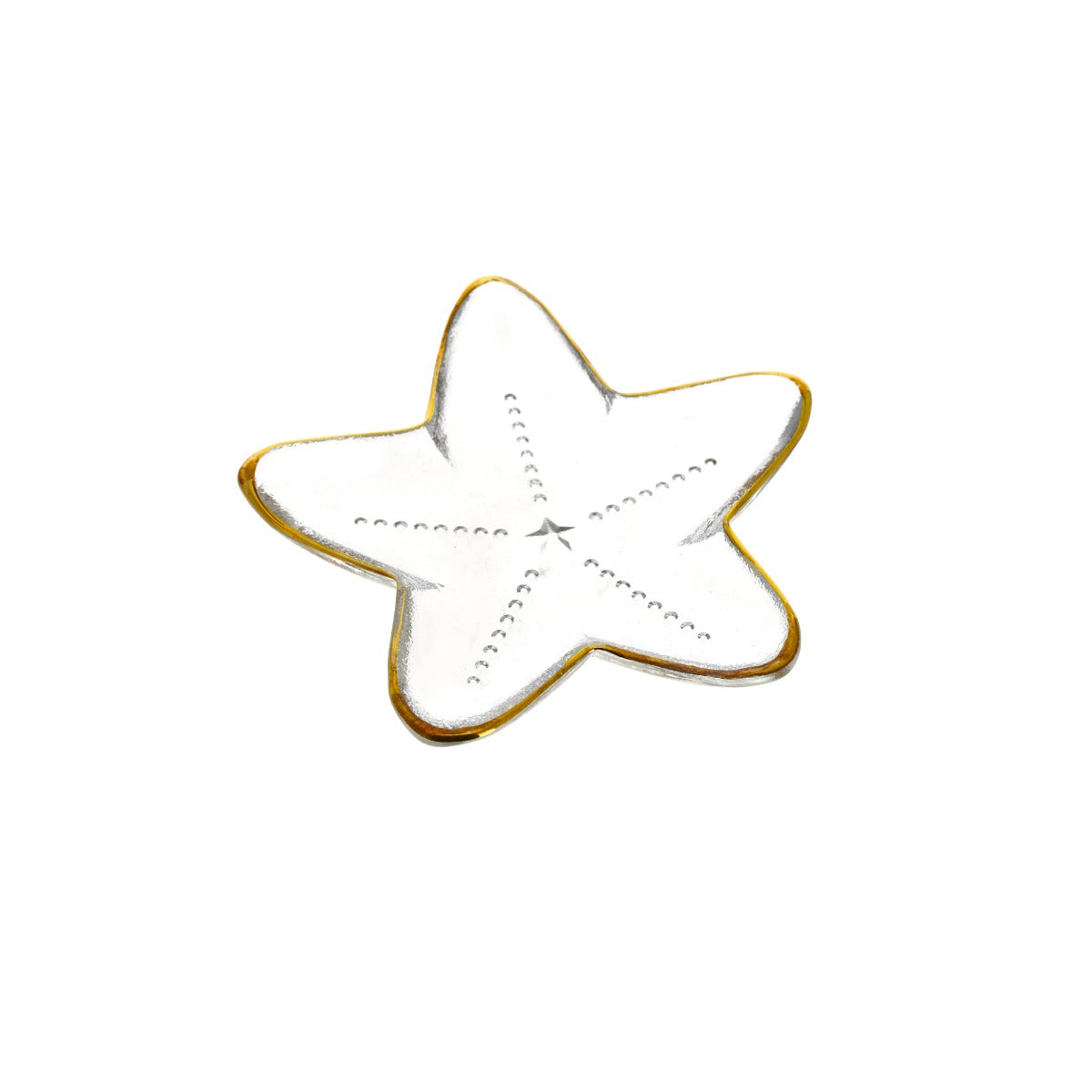Bomboniera vetro svuota tasche stella marina trasparente con bordi oro