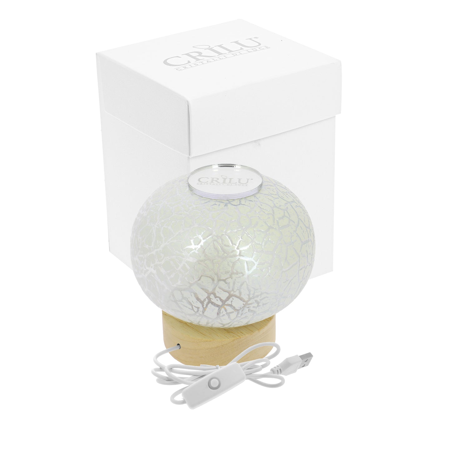 Bomboniera Crilù lampada crackle bianco