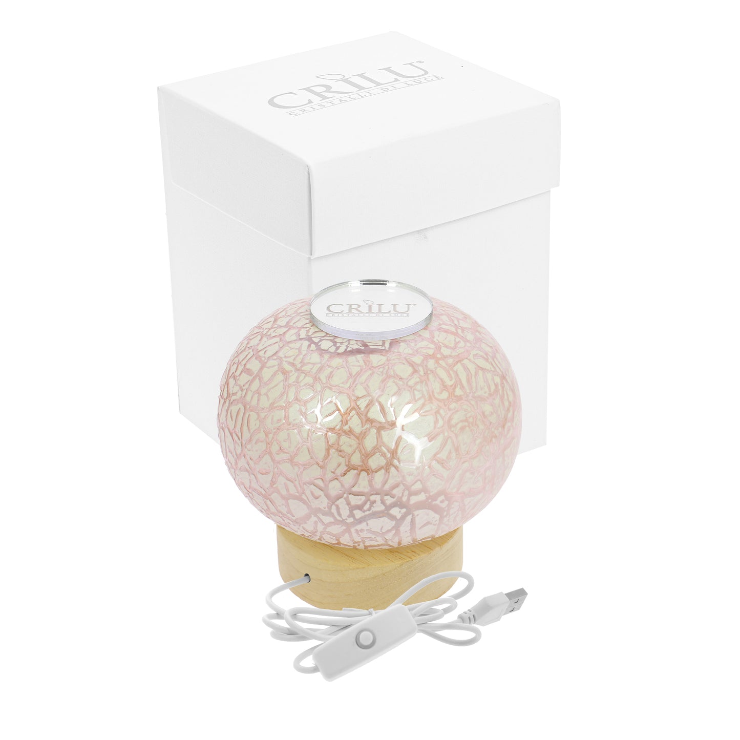 Bomboniera Crilù lampada crackle rosa