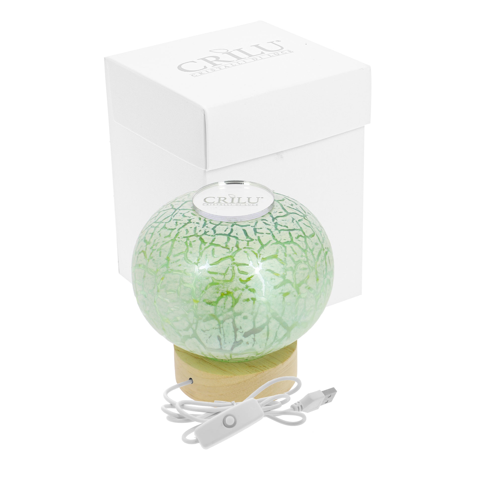 Bomboniera Crilù lampada crackle verde