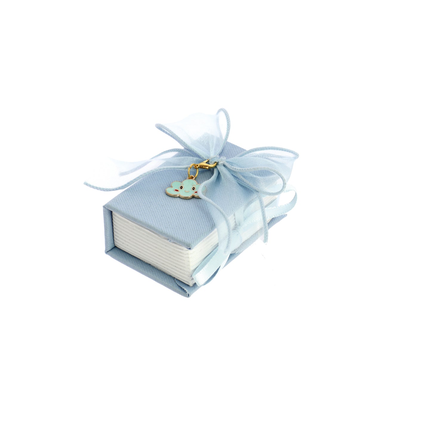 Set 6 libro portaconfetti con fiocco cielo e ciondolo nuvoletta