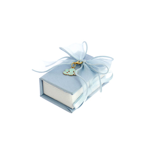 Set 6 libro portaconfetti con fiocco cielo e ciondolo nuvoletta