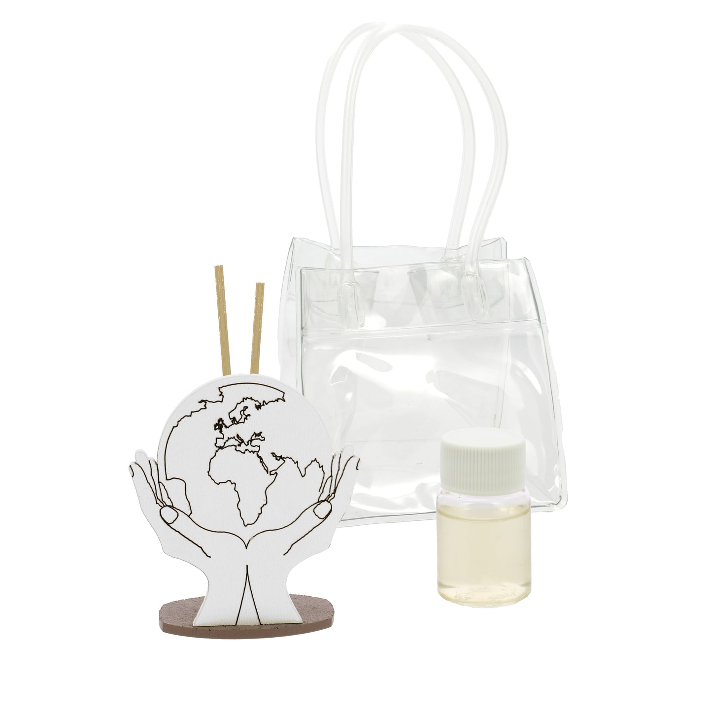 Bomboniera profumatore mani mondo tortora