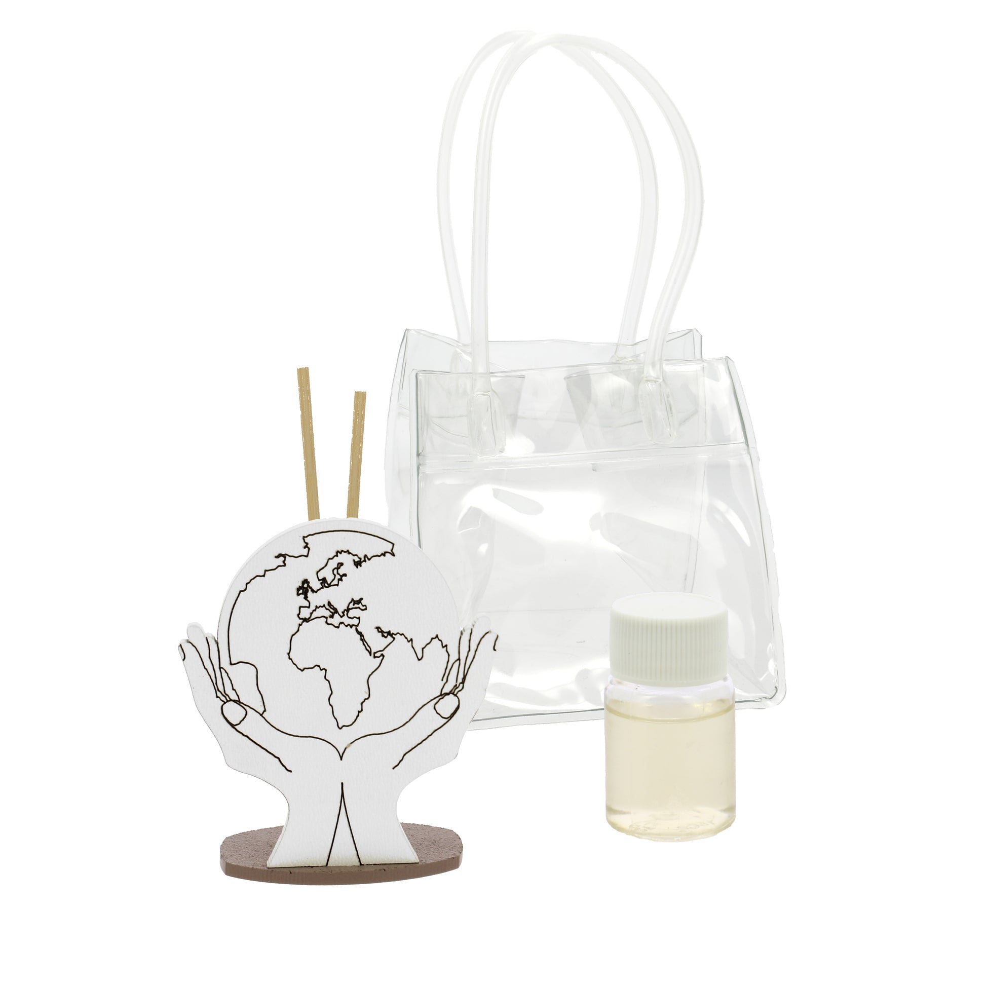 Bomboniera profumatore mani mondo tortora