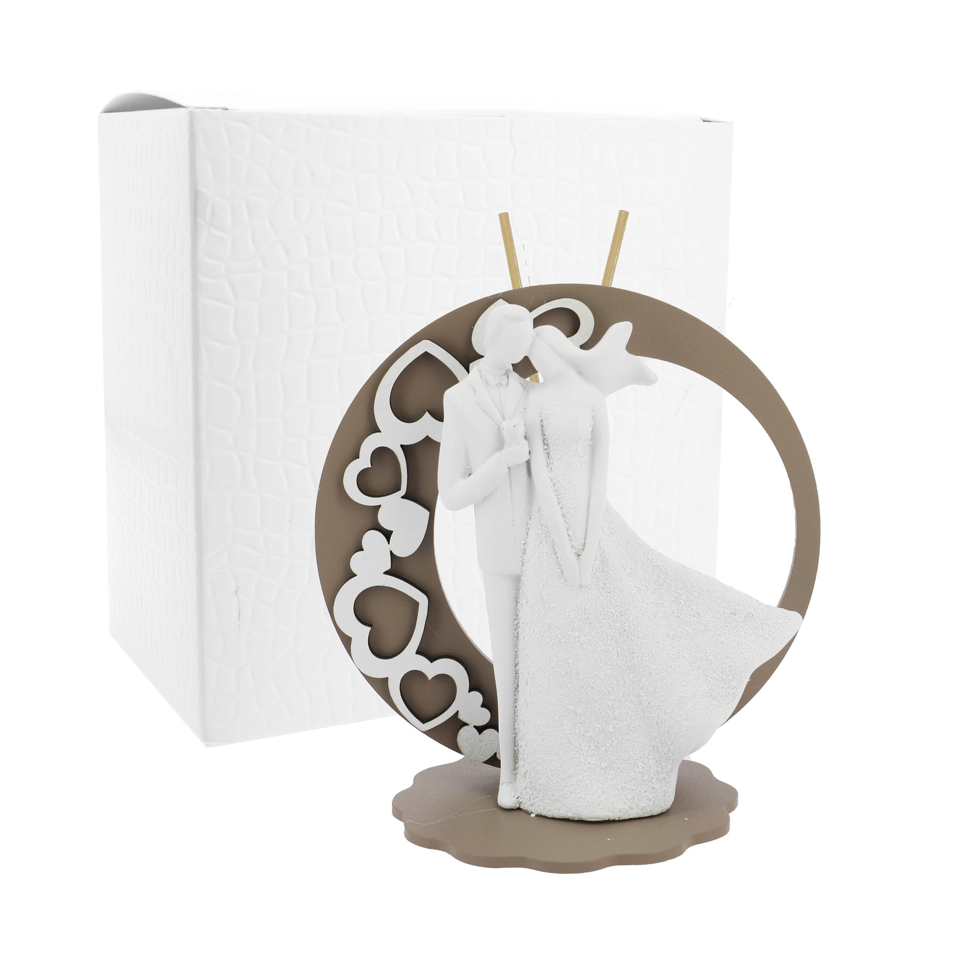 Bomboniera profumatore tondo tortora con coppia