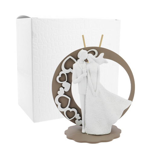 Bomboniera profumatore tondo tortora con coppia