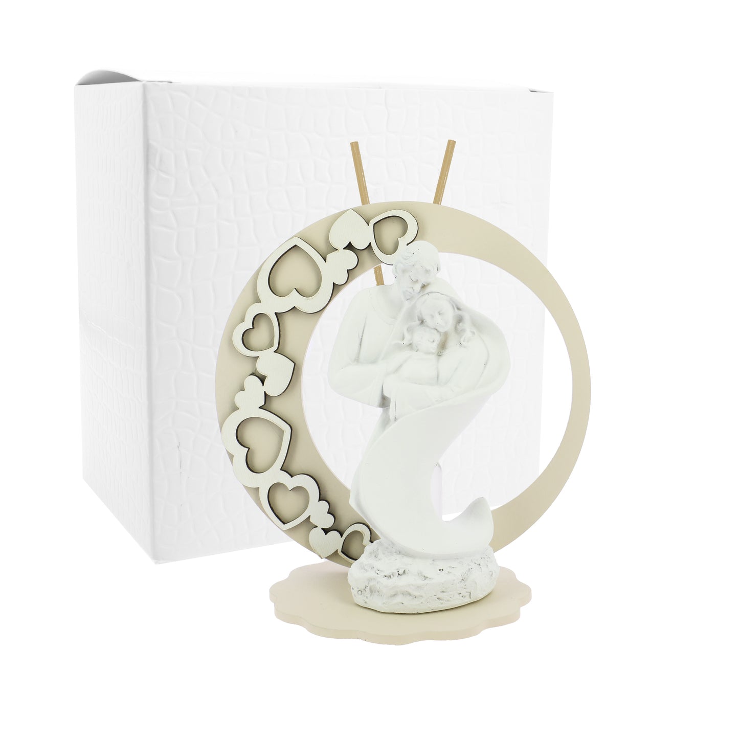 Bomboniera profumatore tondo sabbia con sacra famiglia