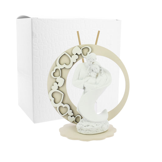 Bomboniera profumatore tondo sabbia con sacra famiglia