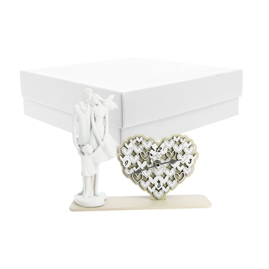 Bomboniera orologio cuoricini family bimbo sabbia