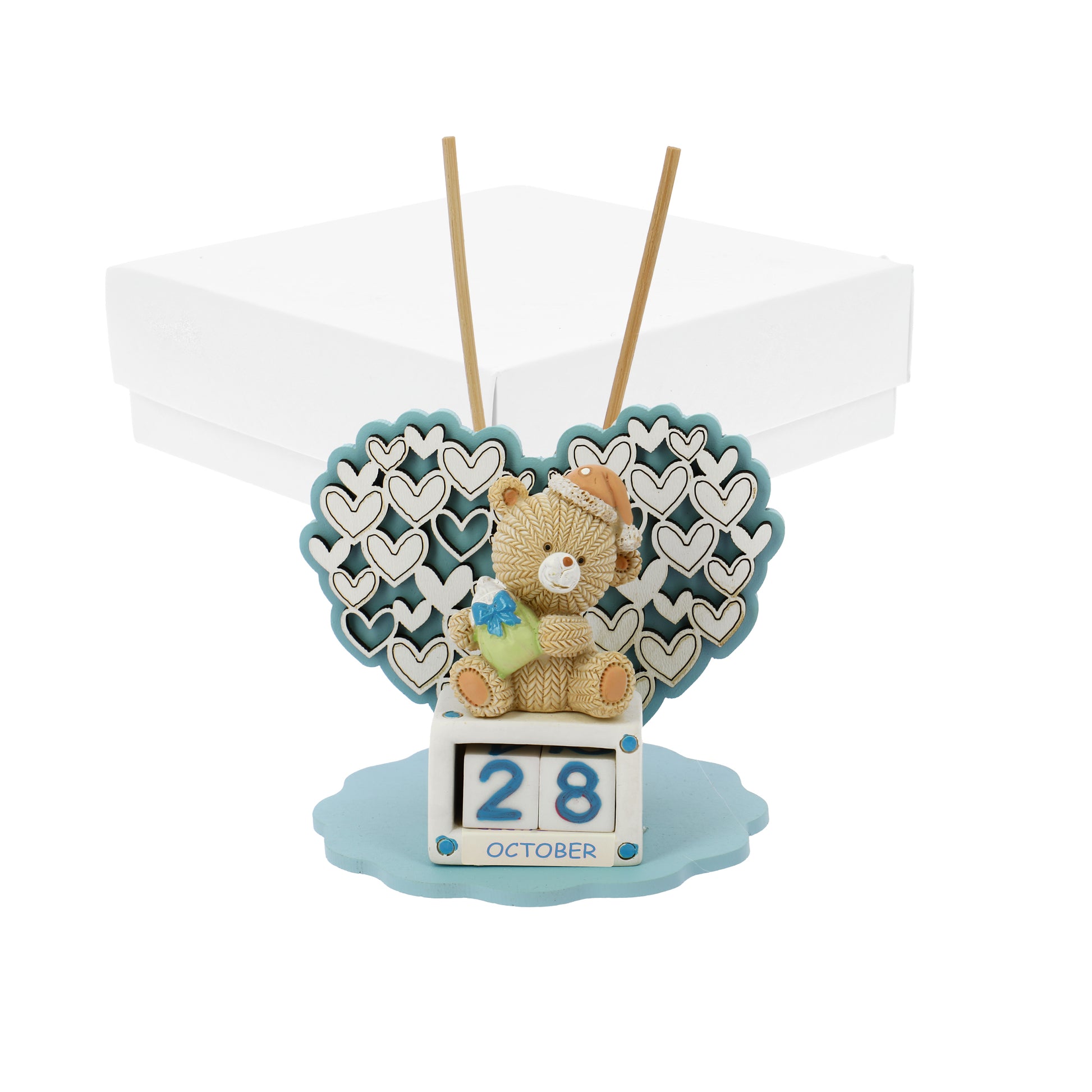 Bomboniera profumatore cuoricini datario orso cielo