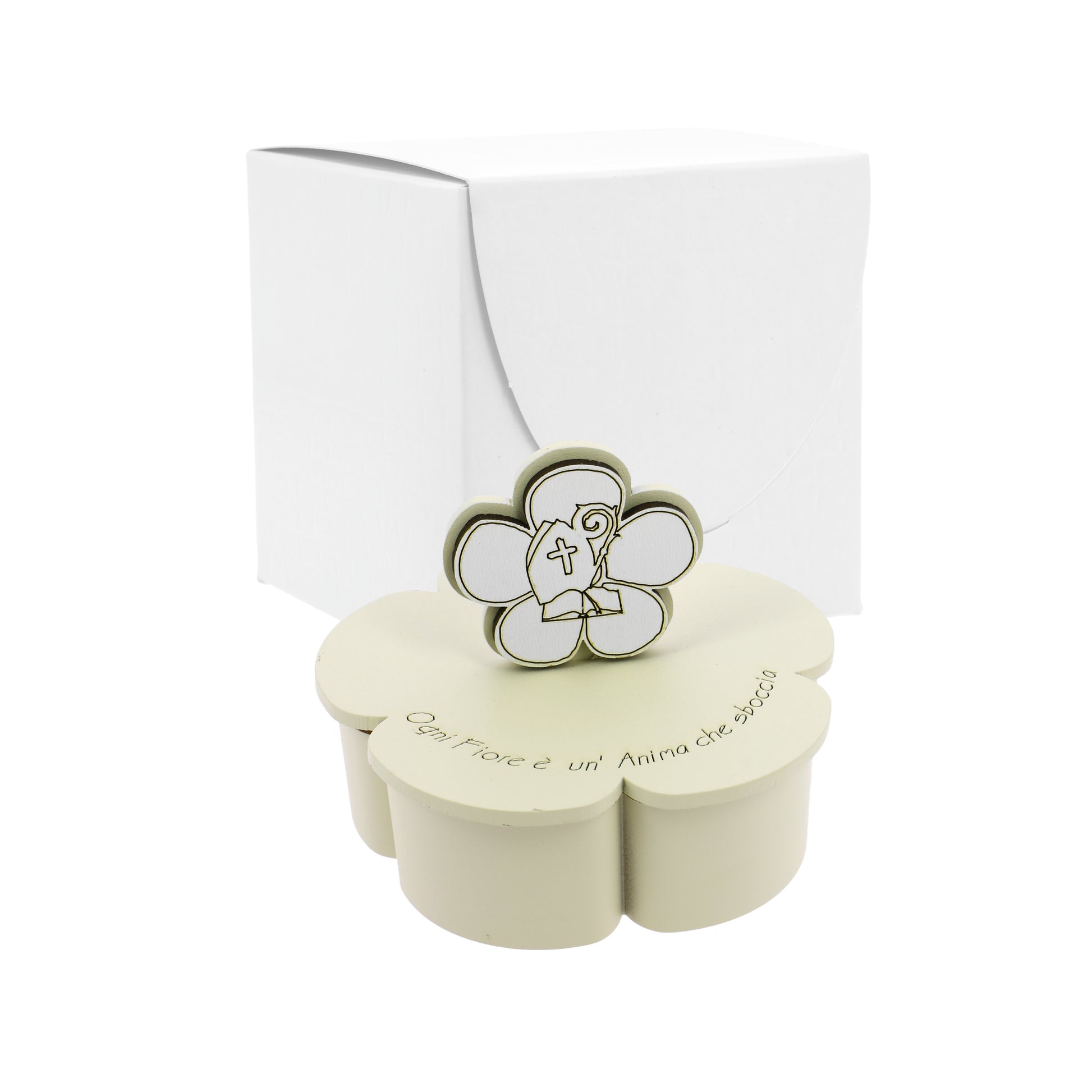 Bomboniera candelina fiore sabbia cresima