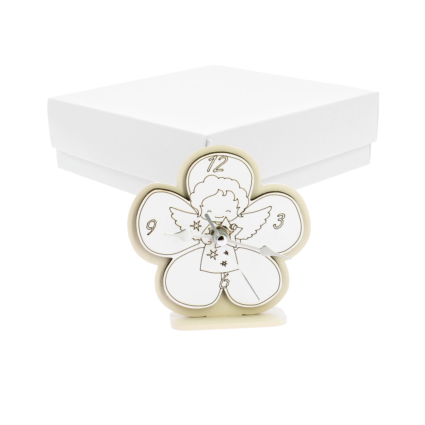 Bomboniera orologio fiore sabbia angioletto