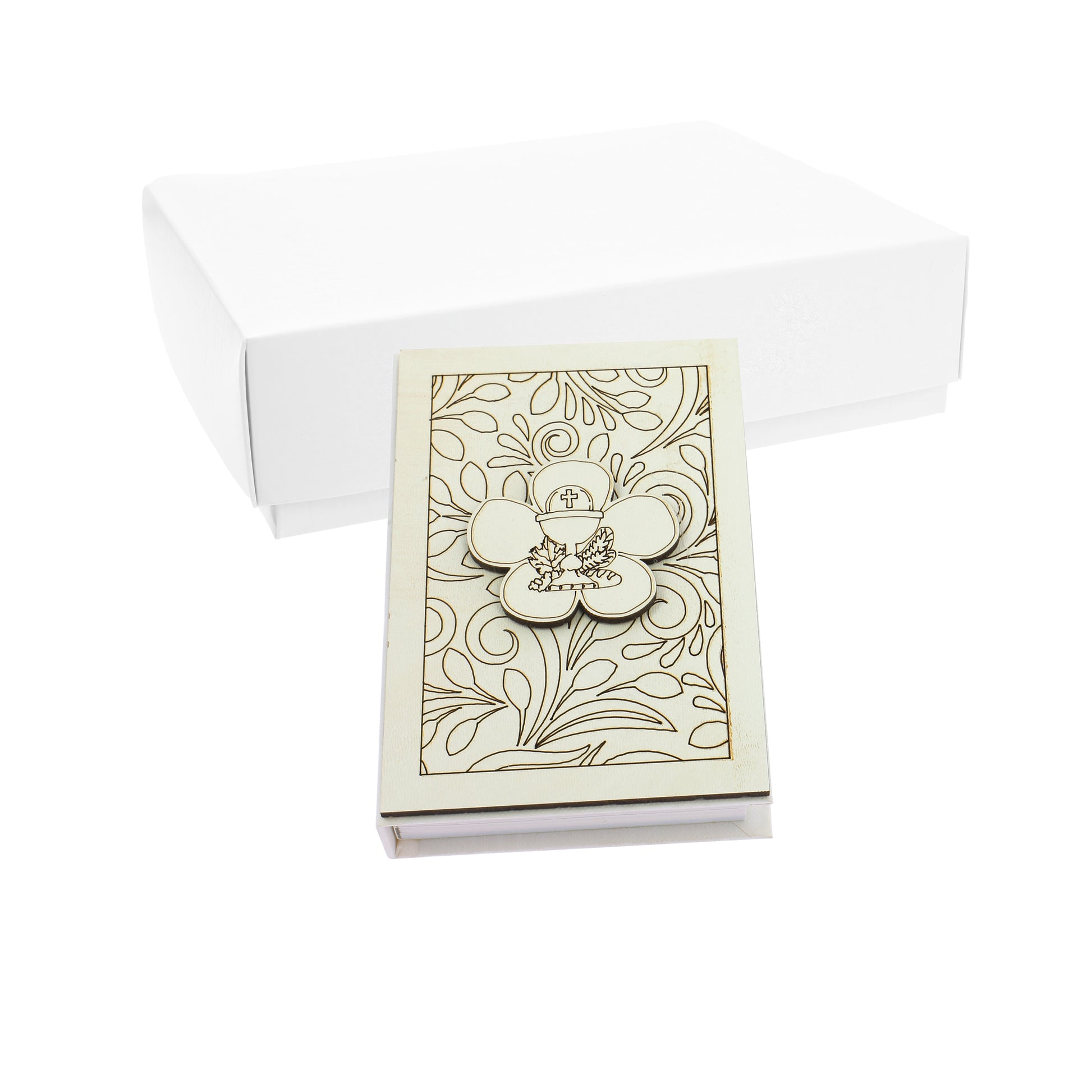 Bomboniera vangelo bianco con fiore calice