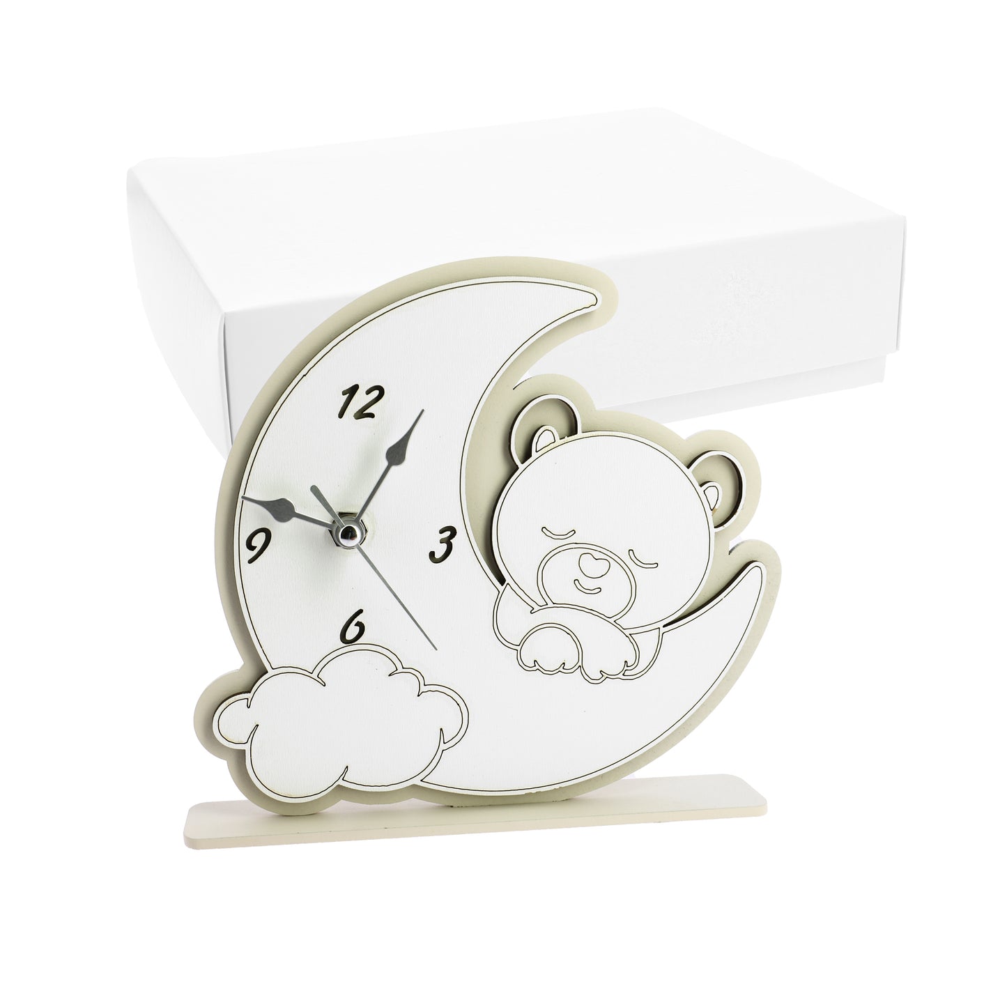 Bomboniera orologio luna sabbia con orsetto