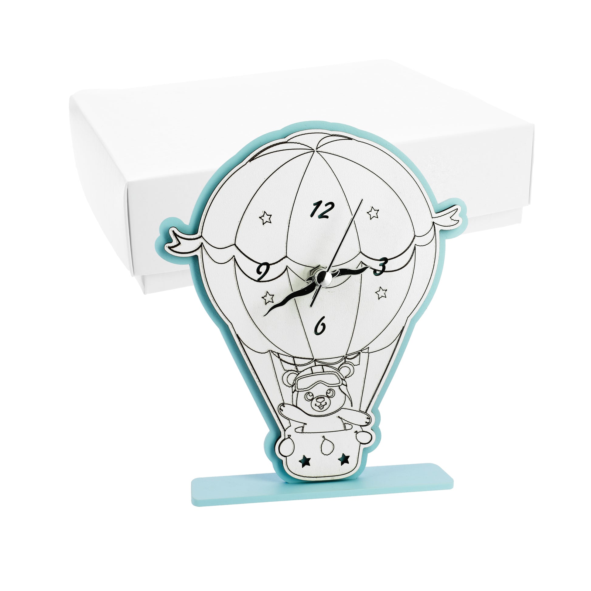 Bomboniera orologio mongolfiera con orsetto cielo