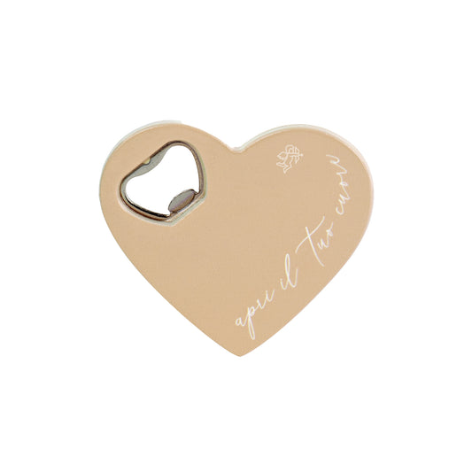 Bomboniera cuore apribottiglia beige