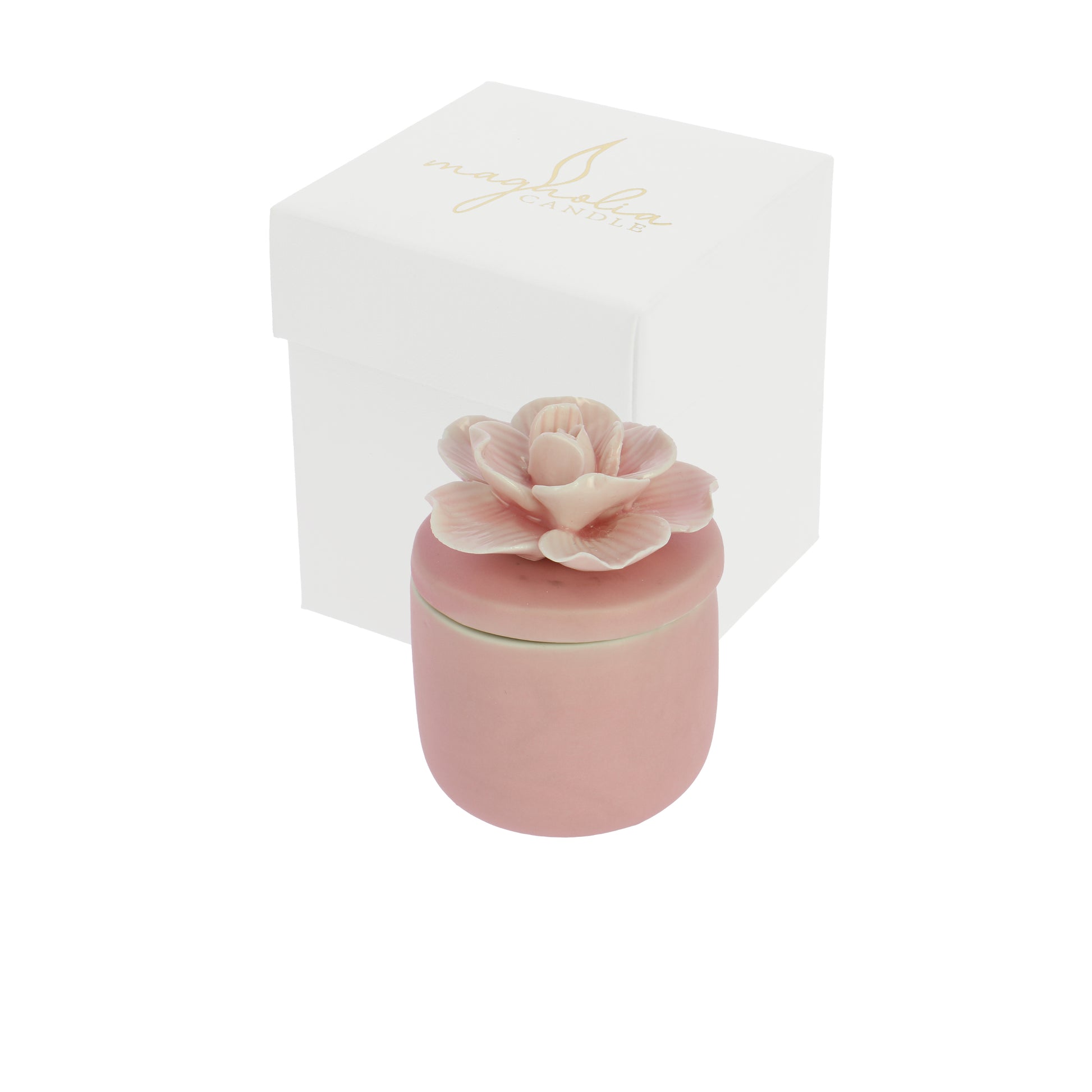 Bomboniera candela magnolia rosa