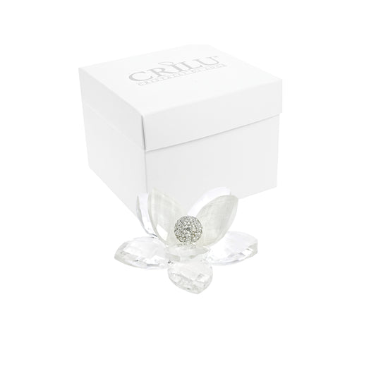 Bomboniera Crilù fiore 8 petali bianco swarovski