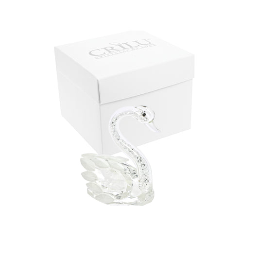 Bomboniera Crilù cigno in cristallo con swarovski bianchi