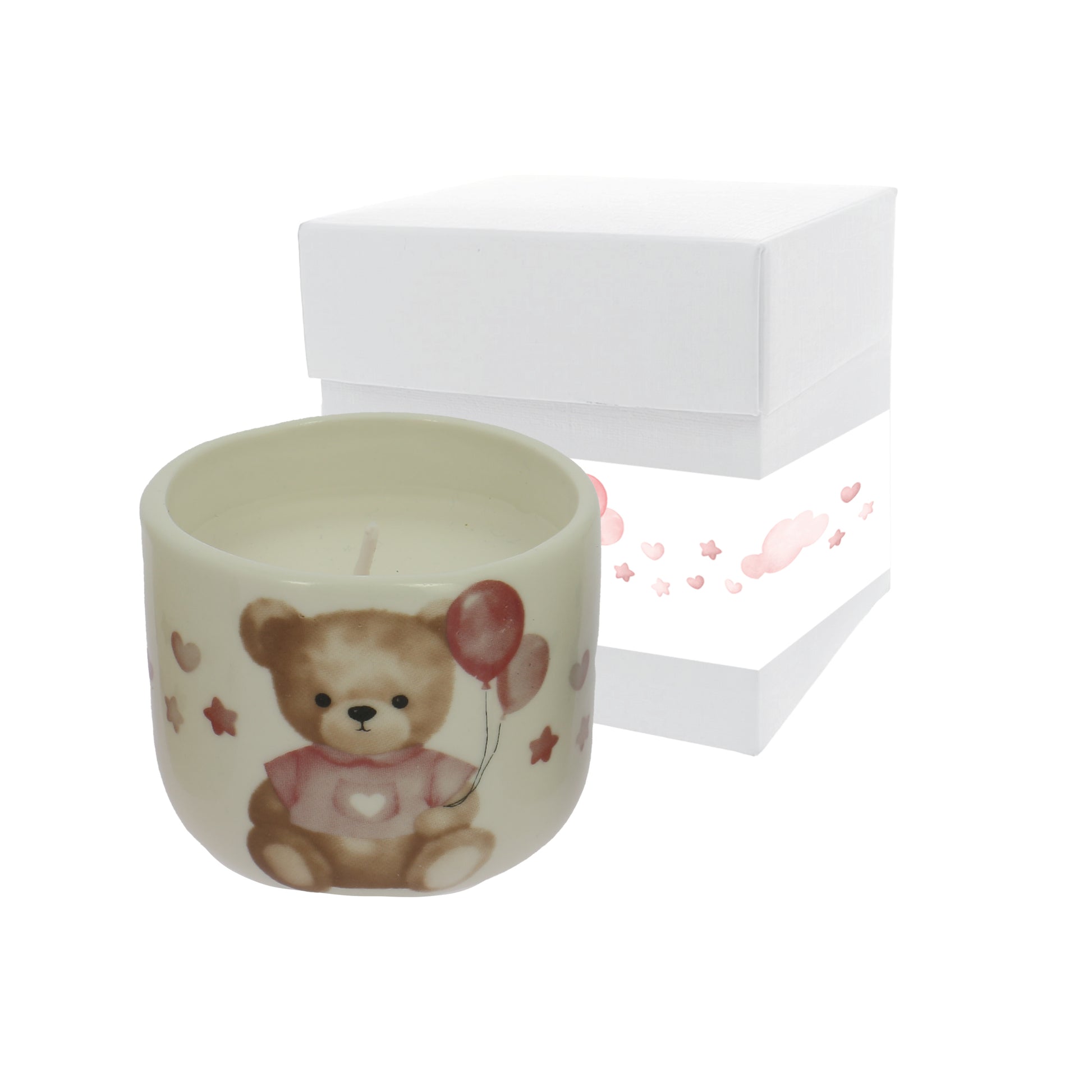 Bomboniera candela orsetto ballon rosa