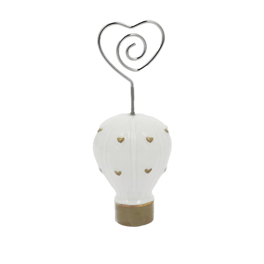 Bomboniera memoclip mongolfiera cuori beige