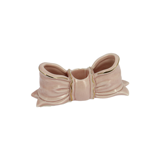 Bomboniera porta candela fiocco rosa