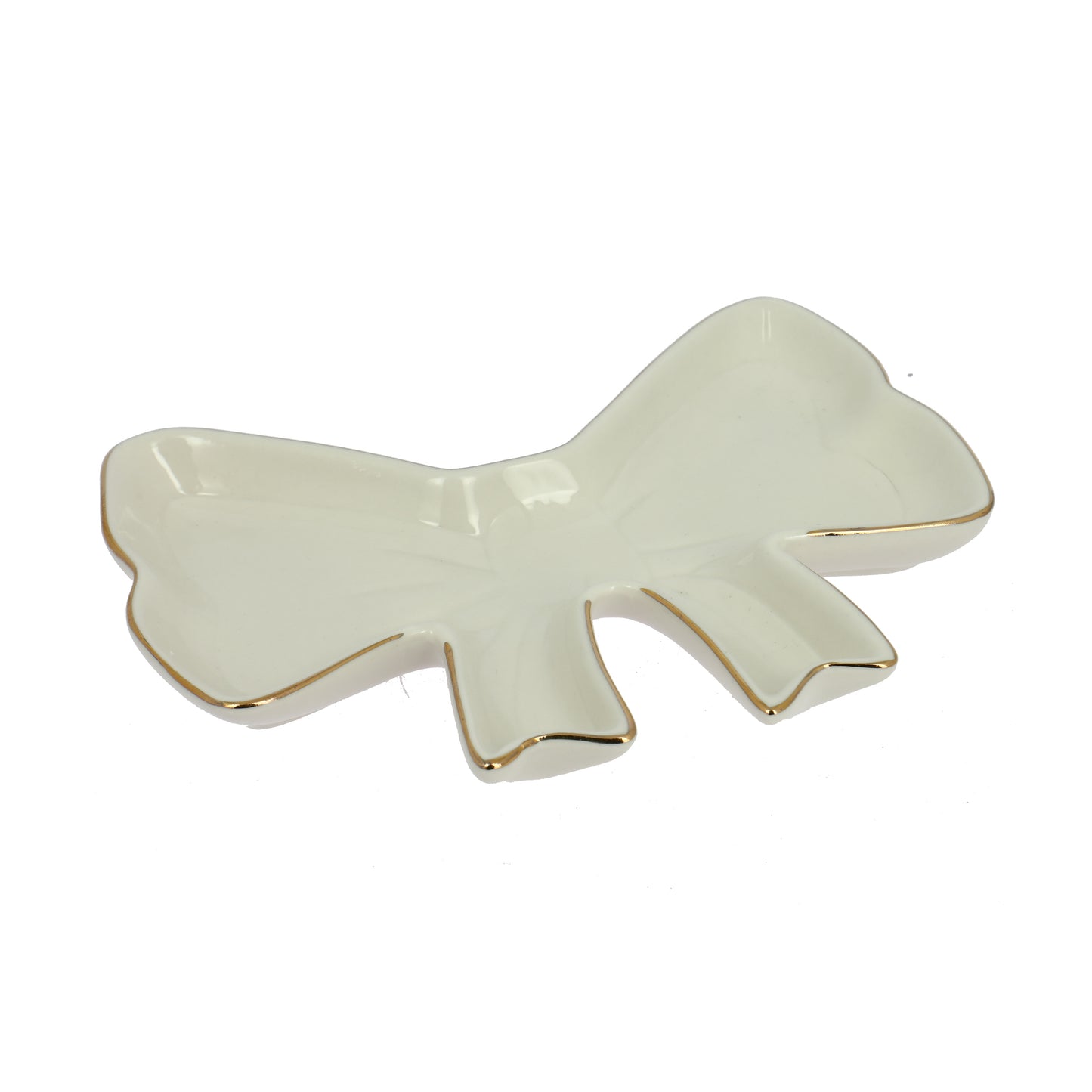 Bomboniera piattino fiocco bianco in porcellana