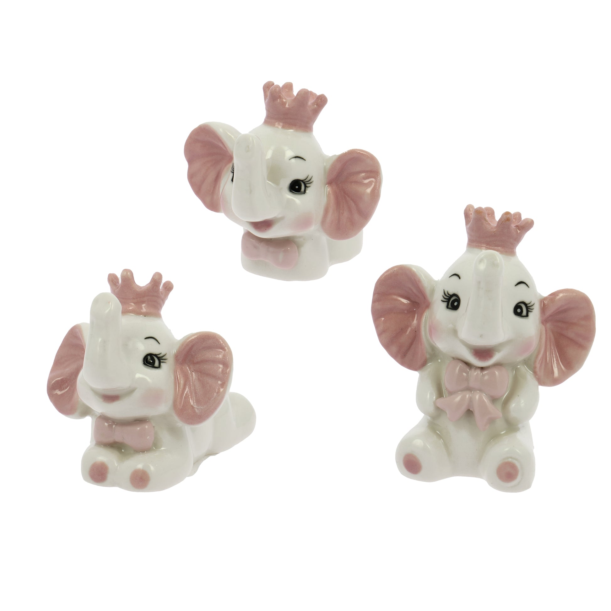 Set 3 elefante rosa con fiocco