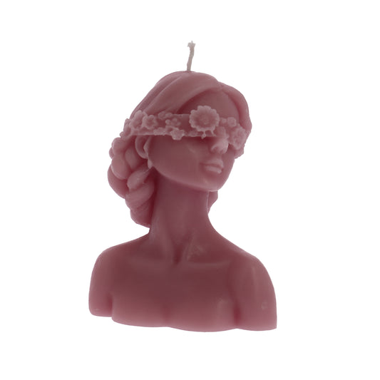 Bomboniera candela dea bendata rosa antico