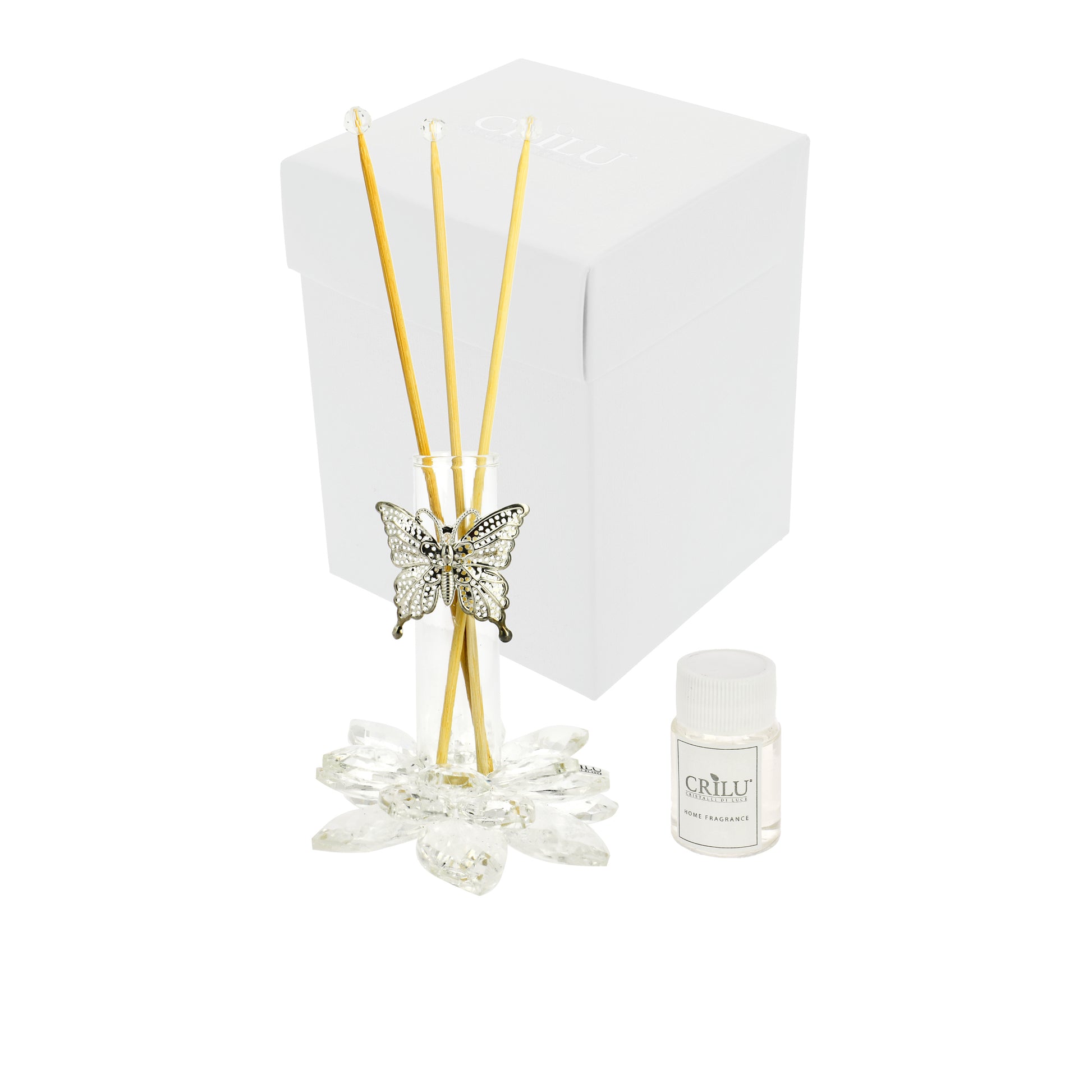 Bomboniera Crilù diffusore swarovski con farfalla argento