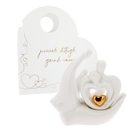 Bomboniera mani coppia cuore oro