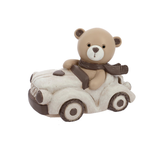 Bomboniera salvadanaio orsetto in auto