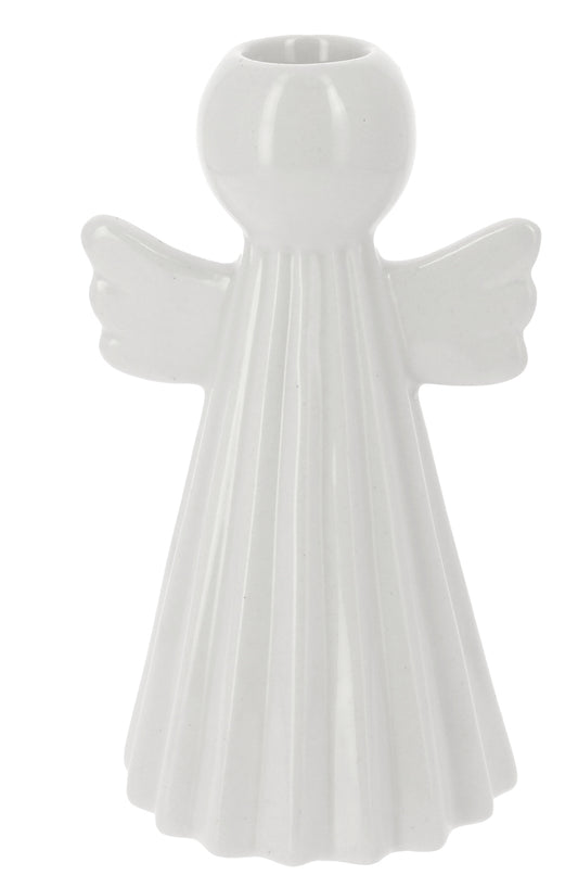 Bomboniera portacandela angelo rigato bianco