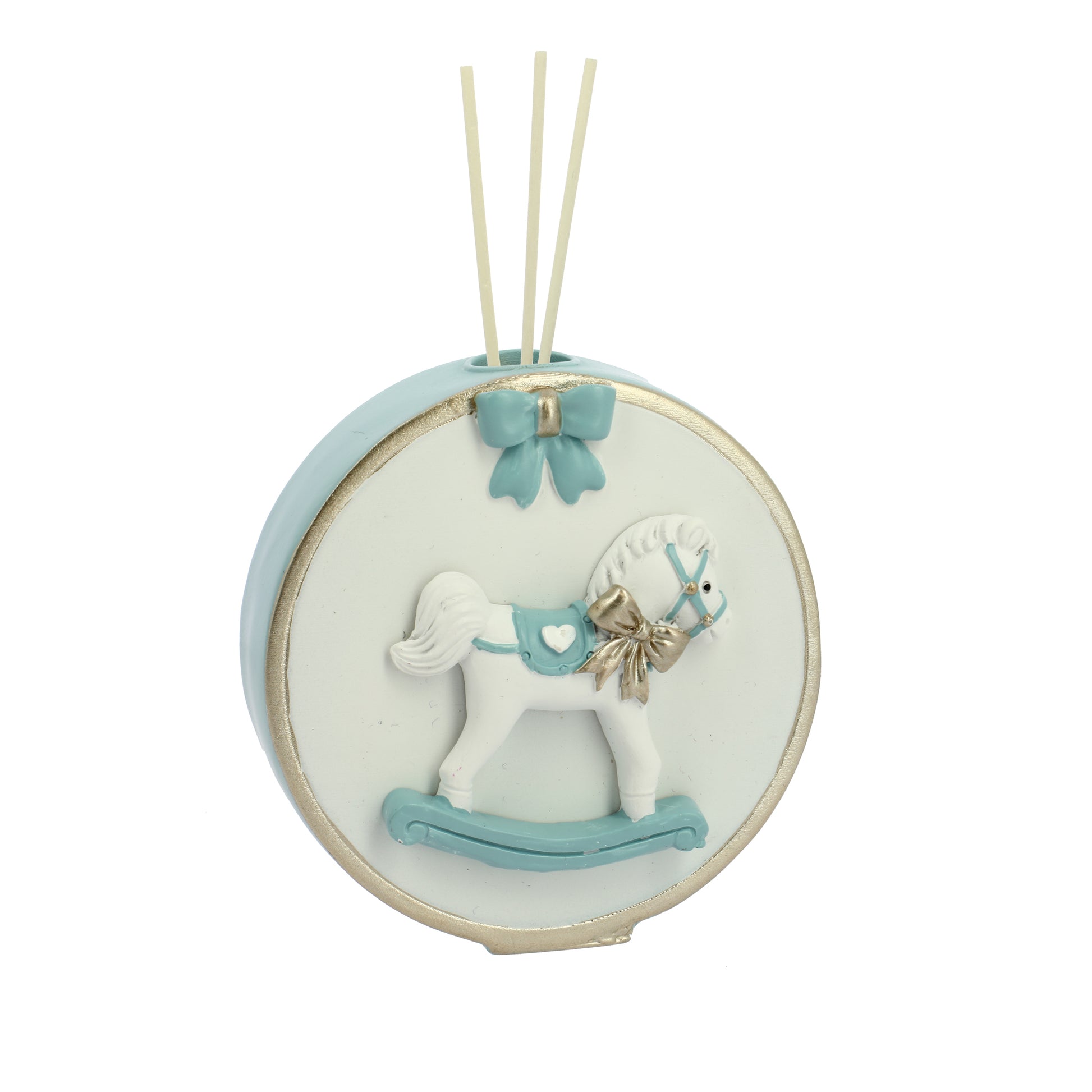 Bomboniera profumatore tondo cavallo a dondolo cielo