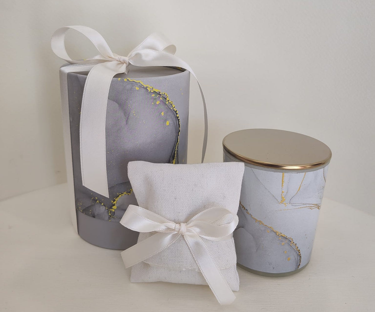 Set 10 candela effetto marmo grigio