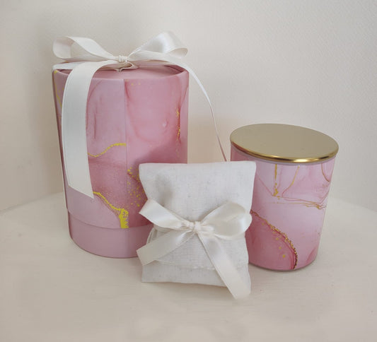 Set 10 candela effetto marmo rosa