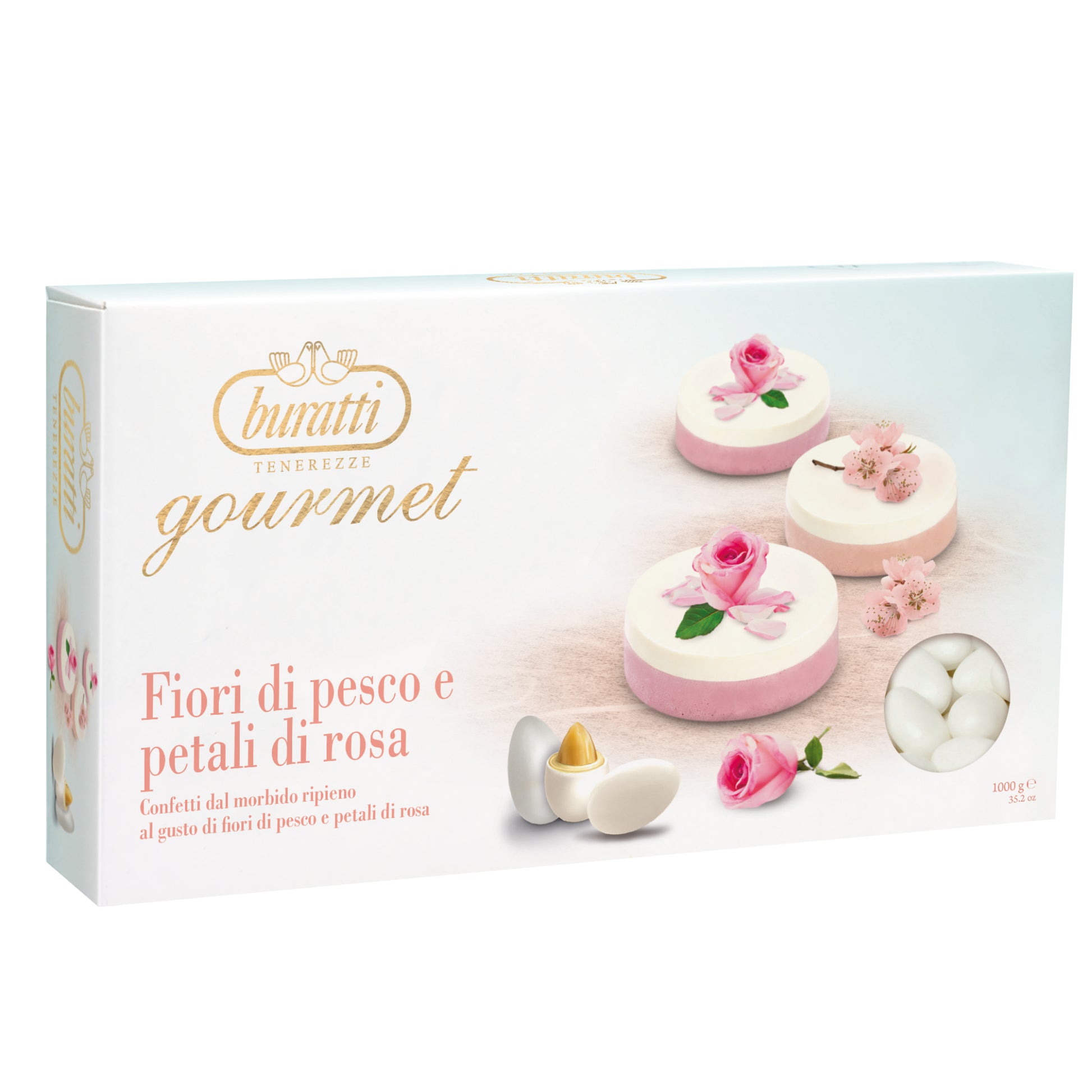 Confetti Buratti gourmet fiori di pesco e petali di rosa