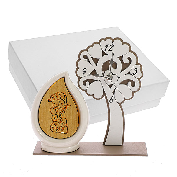 Bomboniera orologio albero con goccia led bimba comunione