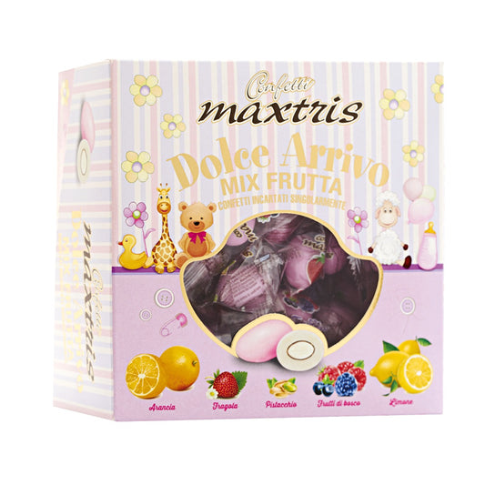 Confetti MAXTRIS Dolce arrivo mix frutta cioccomandorla rosa