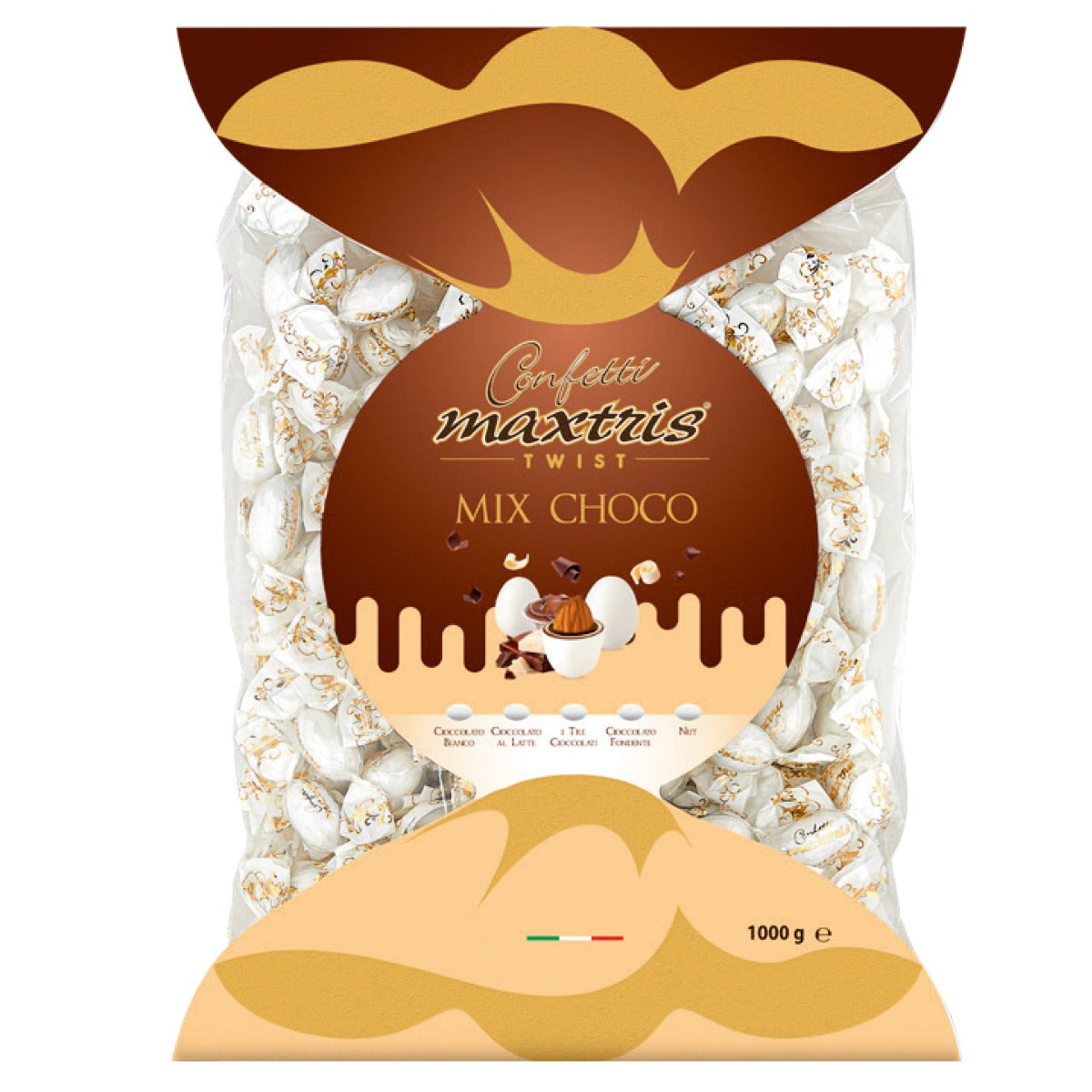 Confetti Maxtris twist bag cioccomandorla mix choco