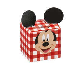 Set 10 cubo Mickey party rosso con orecchie nere