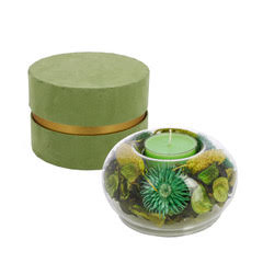Bomboniera candela ampolla grande verde con pot-pourri 