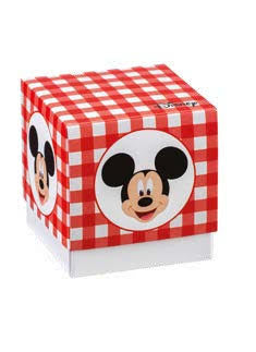 Set 10 scatola cubo media Mickey party rosso