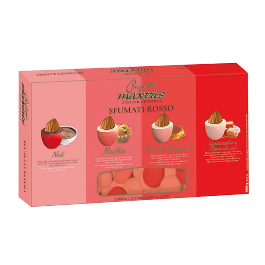 Confetti MAXTRIS Cioccomandorla sfumati rosso gusti assortiti