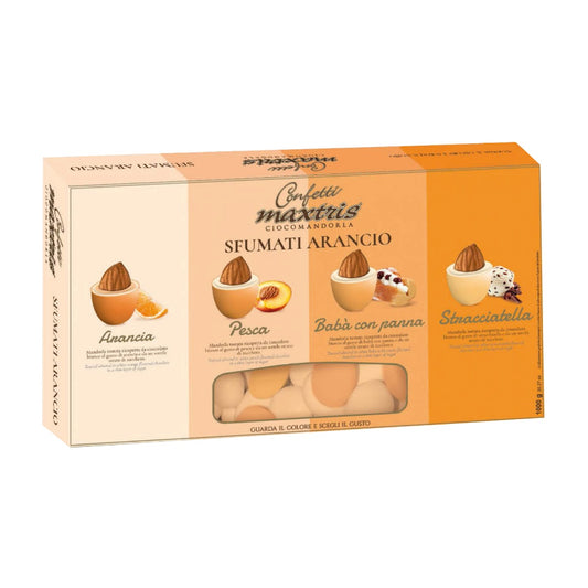 Confetti MAXTRIS Cioccomandorla sfumati arancio gusti assortiti