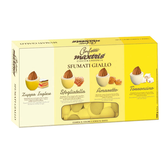 Confetti MAXTRIS Cioccomandorla sfumati giallo gusti assortiti